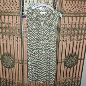 Sonoma Dress Womens PS Green Ikat Linen Blend Sleeveless Pintuck Lagenlook